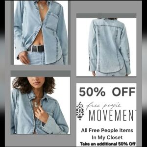 We The Free Light Blue Button Down Shirt. Excellent Condition NWOT Size XS